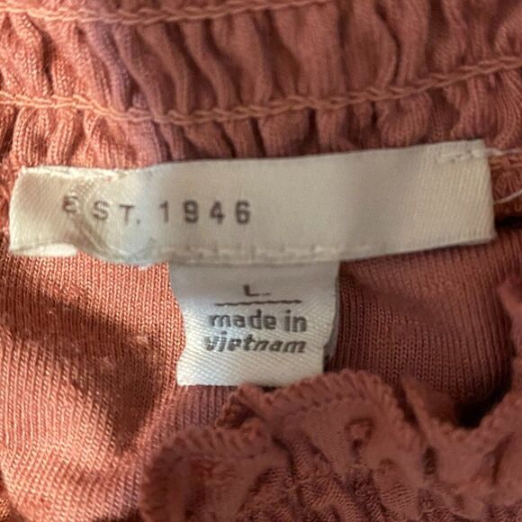 Est. 1946 Smocked Collar French Dot Boho Long Split Sleeve Dress Size L - Picture 11 of 14